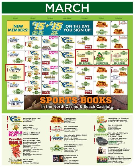March Promotions Calendar  .